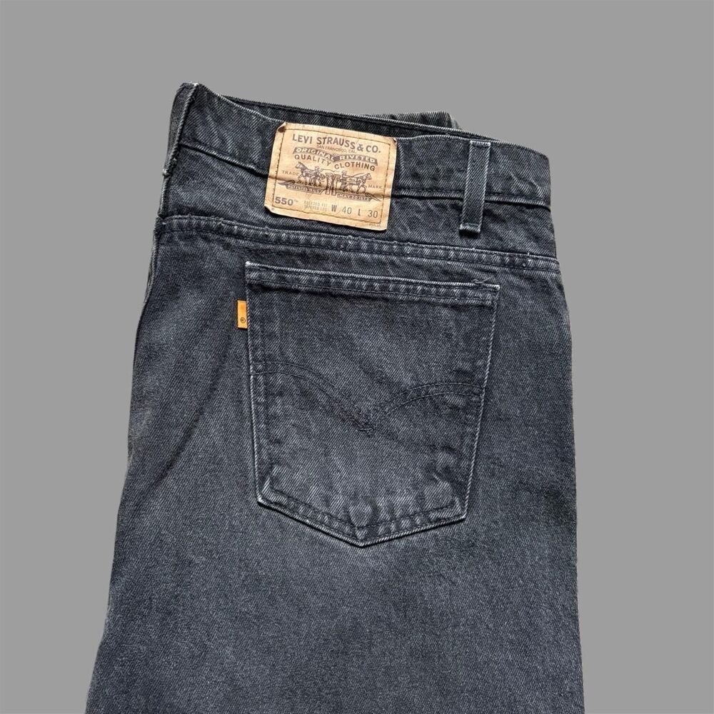 American-vintage Men's Black and Grey Jeans